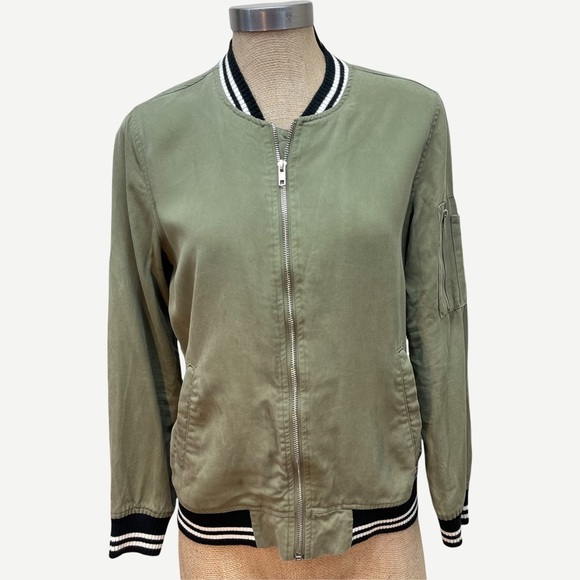 Harlowe & GRAHAM Green Bomber Jacket XS - Picture 1 of 8